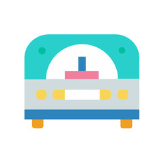 Cartoon illustration of cute vintage car front view