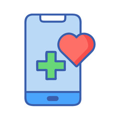 Obraz premium Digital health application concept on smartphone, flat vector design