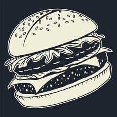 a delicious burger with sesame seeds lettuce tomato and cheese