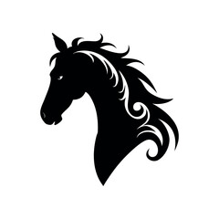 Abstract horse head design created with ornamental decorative flowing mane Vector illustration