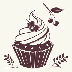 a delightful cupcake adorned with cherries and creamy frosting