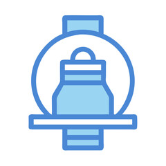 Blue schematic illustration of a device against black background