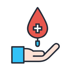 Obraz premium Hand receiving blood donation concept icon flat design