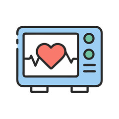 Stylized heart rate monitor on black background illustration