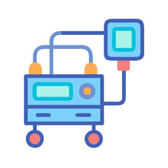 Iconic blue medical machine with display and tube system