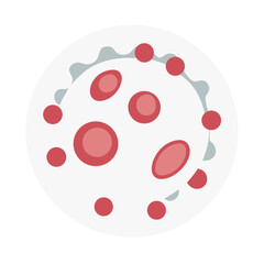 Abstract depiction of virus or cells inside round shape
