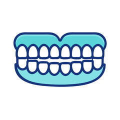 False teeth prosthesis with black background for dental care