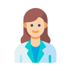Flat design icon of female doctor or professional