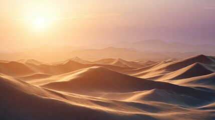 Obraz premium Golden Desert Dunes at Sunset Landscape