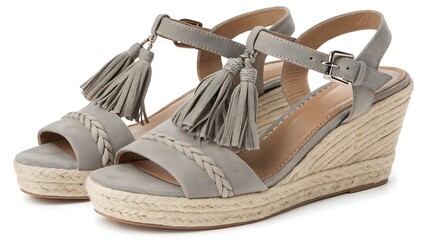 Naklejka premium Suede Tassel Wedge Sandals