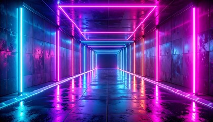 Fototapeta premium Neon tunnel, vibrant colors (4)
