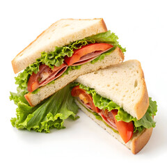 fresh sandwich with lettuce and tomato isolated