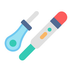 Simple medical tools illustration including dropper and thermometer