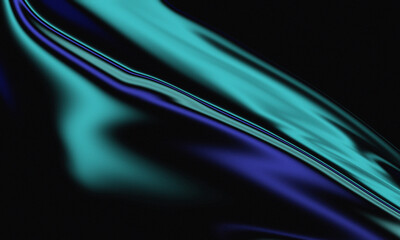 Abstract flowing waves of teal and deep purple on a dark background