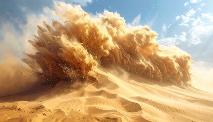Sandstorm erupts over dunes