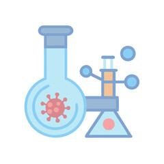 Scientific glassware showcasing virus research and development analysis