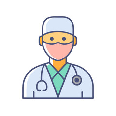 Illustration of doctor icon professional wearing a surgical cap