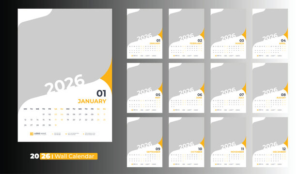 Wall Calendar 2026, calendar template design 2026