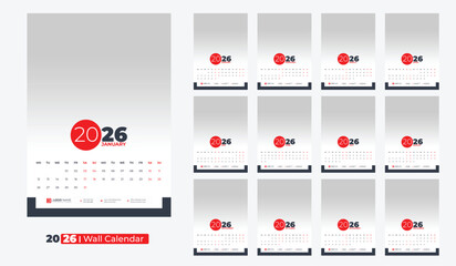 Wall Calendar 2026, calendar template design 2026