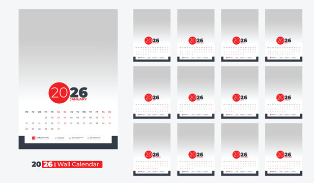 Wall Calendar 2026, calendar template design 2026