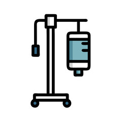 Abstract teal flat graphic medical equipment on dark background