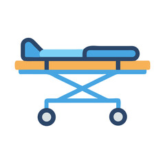 Flat illustration of medical gurney on black background