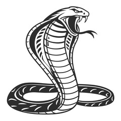 Fototapeta premium Stylized cobra snake illustration with open mouth and fangs