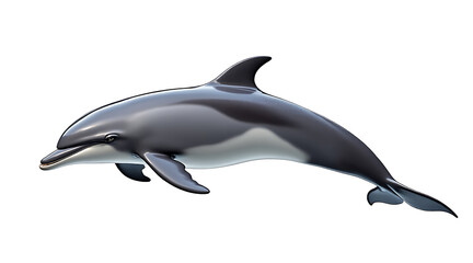 Obraz premium Realistic photograph of full body dolphin isolated on white background showing smooth skin and streamlined shape in calm pose