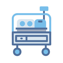 Obraz premium Medical cart with equipment vector illustration in flat design