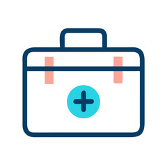 Fototapeta premium Blue stylized first aid kit icon on black background