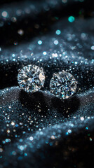 Elegant Diamond Earrings Sparkling on Black Velvet Luxury Jewelry Photography Close-Up Perspective