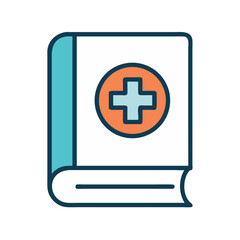 Fototapeta premium Medical book with plus symbol indicating healthcare information