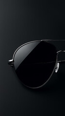 Sleek Black Sunglasses Showcase Studio Setting Product Photography Minimalist Environment Close-Up View Luxury Fashion Concept