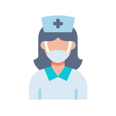 Vector illustration of a nurse wearing medical mask