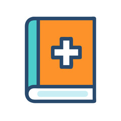 Medical handbook illustration with cross sign, health concept