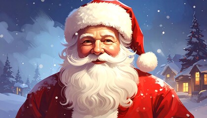 Santa Claus portrait, winter scene