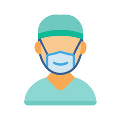 Medical professional icon wearing mask and surgical cap