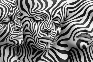 faces blending into background patterns optical illusion