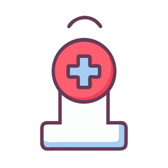 Stylized medical cross icon with signal on black background