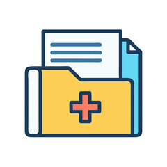 Medical file folder filled with patient information papers