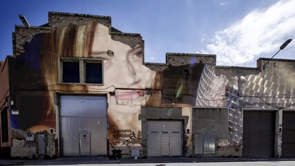 factory and industrial complex with female model