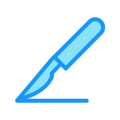Blue scalpel graphic icon illustration on black background