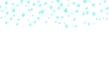 Abstract pattern of shimmering light blue pearl falling gently isolated on white background