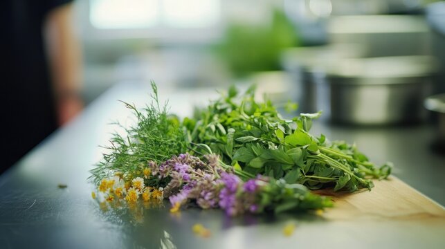 Fresh herbs and green leafy vegetables for culinary use natural organic ingredients healthy food preparation aromatic seasoning kitchen essentials farm-fresh produce plant-based