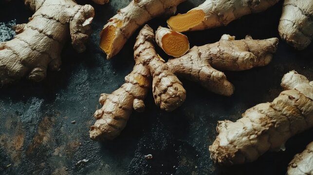 Fresh organic ginger root natural herbal spice for cooking healthy dietary supplement aromatic culinary ingredient medicinal plant for wellness