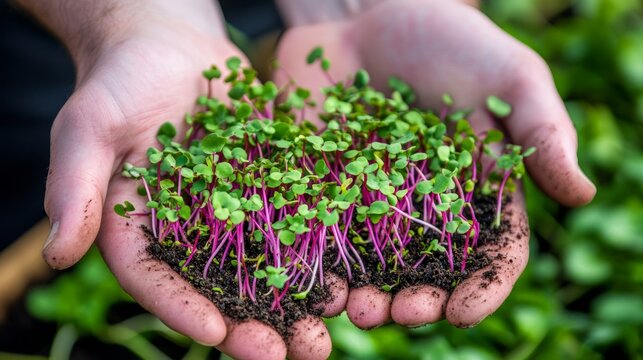 Healthy microgreens seedlings in vibrant green color fresh young plants for gardening organic farming nutritious vegetables herbs eco-friendly growth