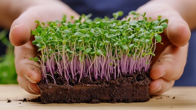 Vibrant microgreens seedlings thriving in nutrient-rich soil showcasing healthy growth lush green leaves and eco-friendly cultivation for sustainable farming