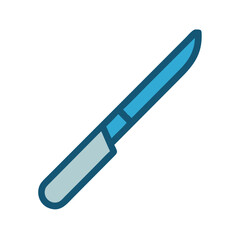Isolated cyan knife illustration on black background simple design