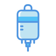 Medical intravenous fluid bag depicted in a flat style