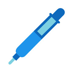 Blue pen illustration isolated on black, graphic design style